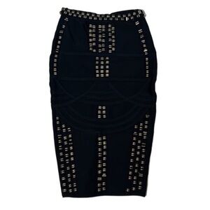 Chic Black Embellished Pencil Skirt